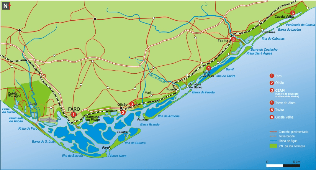 Mapa de la Ría Formosa (Algarve)